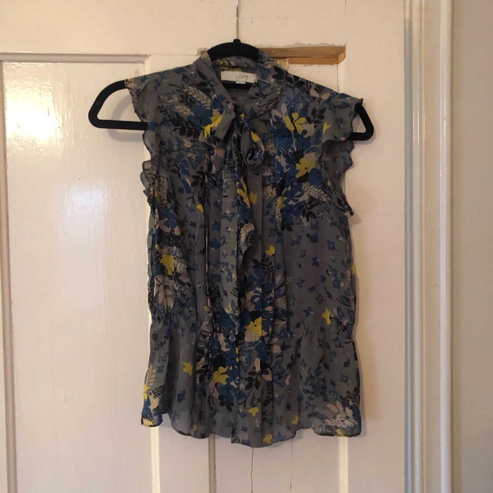 LOFT Floral Sheer Blouse